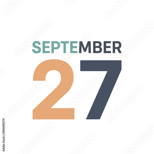 A clear and vibrant graphic representation of the calendar date September twenty-seventh. This image features contemporary sans-serif typography in