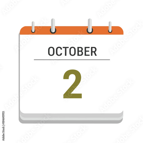 A crisp minimalist digital calendar displaying October second for important date tracking and scheduling.