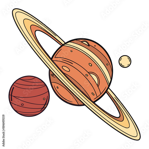 Realistic of two planets aligning behind a ringed planet 1