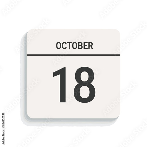 Contemporary October eighteenth numerical display on a versatile calendar icon representing planning scheduling and important annual appointments