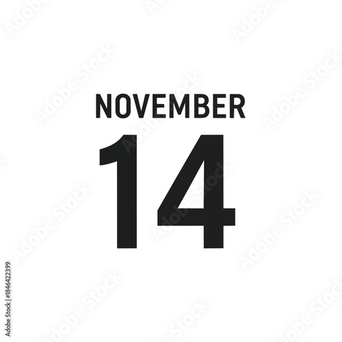 Minimalist November 14 calendar date display for scheduling and event marking clean graphic