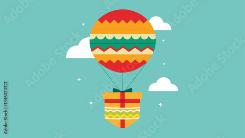 Colorful hot air balloon isolated on transparent background