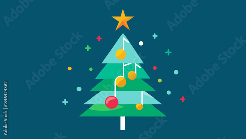 Christmas tree with ornaments isolated on transparent background