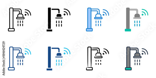 Smart shower icons set multiple style vector collection. 
