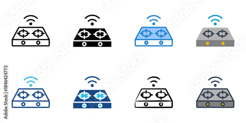 Smart stove icons set multiple style vector collection. 

