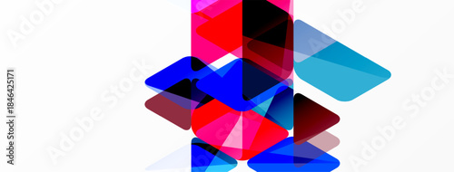 Abstract composition. Overlapping translucent squares, rectangles, vibrant colors. Minimalist design, modern aesthetic, clean background.