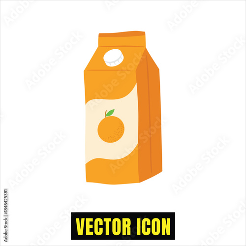 A vibrant vector illustration of an orange juice carton with a fresh fruit emblem Vector