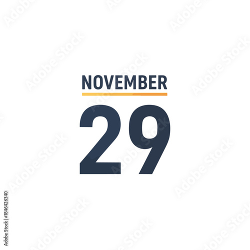 A minimalist digital illustration showcasing the specific date of November 29, perfect for seasonal reminders, event planning, and temporal