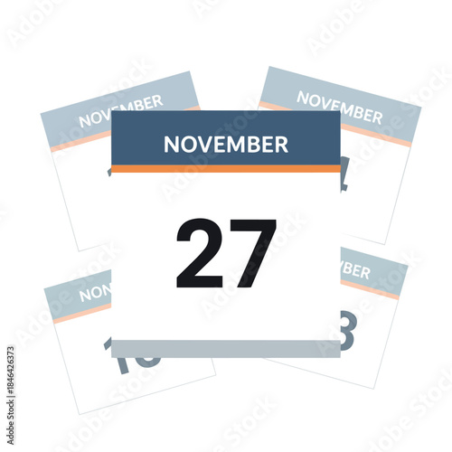 A crisp graphical depiction of a November 27th calendar page showcasing an important date, perfect for planning and scheduling reminders digital
