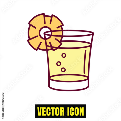 Refreshing pineapple drink with a citrus garnish in a simple flat vector icon style Vector