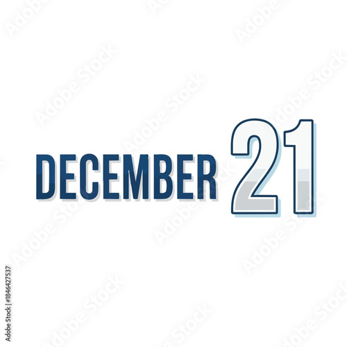 A precise and distinct visual representation of the twenty-first day of December, serving as an important seasonal marker for various planning and