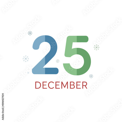 Festive December twenty-fifth illustration with snowflakes and seasonal cheer