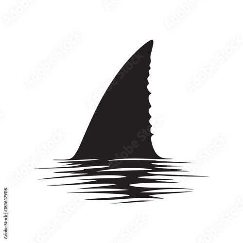 Shark fin silhouette, Shark Fin vector icon, Shark fin symbol vector illustration isolated on white background