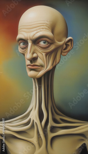 Man with strange long neck