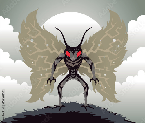 mothman insectoid cryptid monster with massive moth wings