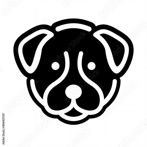 Dog face illustration in black and white style