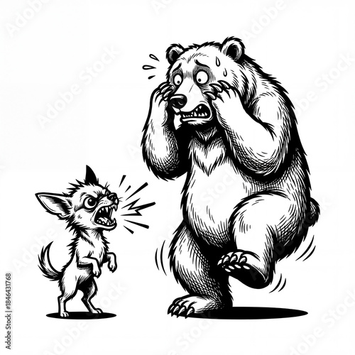 Chihuahua and bear encounter a surprising moment in forest