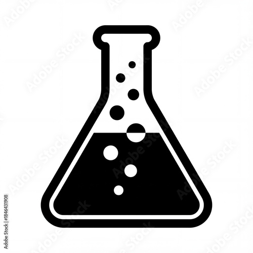 Science experiment in progress with a flask and bubbles