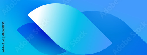 Abstract blue design. Overlapping shapes create fluid, modern visual. Gradient shades suggest depth, technology. Simple, clean aesthetic.