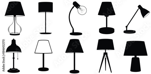 A diverse collection of lamp silhouettes showcasing various styles and designs