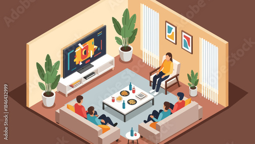 Family enjoying movie night in a cozy living room.