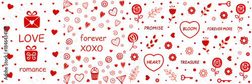 Romantic Valentine's Day pattern with hearts and love symbols