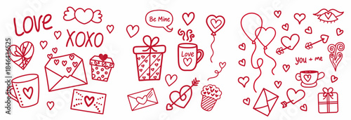 Valentine's Day doodle illustrations for love and romance