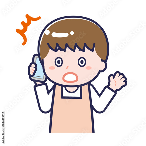 スマートフォンを使う「保育士」の男性