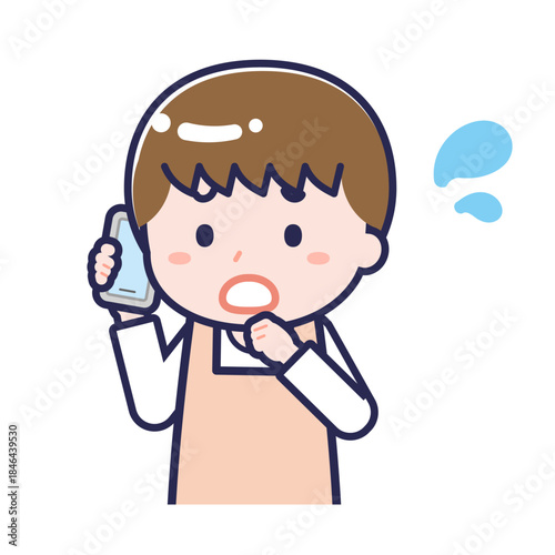 スマートフォンを使う「保育士」の男性