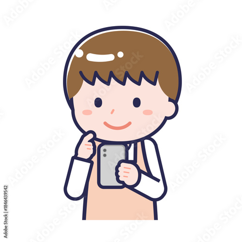 スマートフォンを使う「保育士」の男性