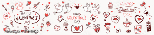 Valentine's Day doodle illustrations for love and romance