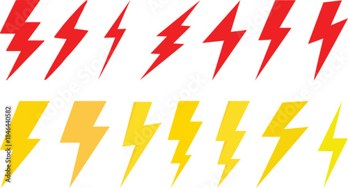 Collection of black lightning bolt icons and symbols on a white background representing energy and power.Webflash thunder power icon, Lightning bolt icon with thunder bolt - Electric power icon symbol