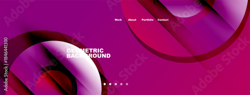 Abstract pink design. Overlapping shapes create dynamic visual effect. Text elements present top, bottom sections. Modern, stylish presentation.