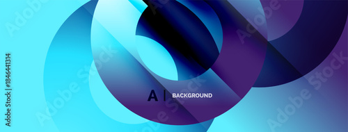 Abstract fluid shapes overlap, creating dynamic blue purple gradient. Modern design suggests technology, innovation. Background element visible.
