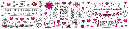 Whimsical heart themed doodles for Valentine's Day