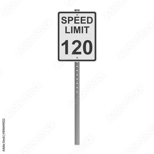 Speed Limit 120 Road Sign on a Pole