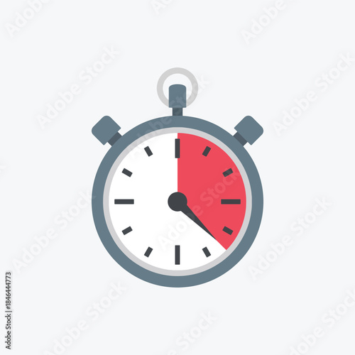 Simple flat design stopwatch icon indicating elapsed time or deadline pressure in a clean style