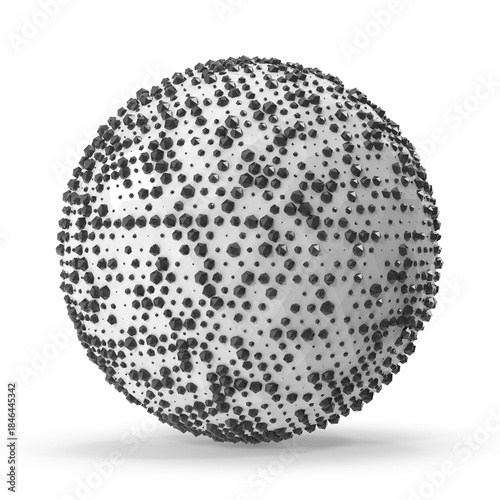 Abstract 3D Sphere with Dotted Geometric Surface