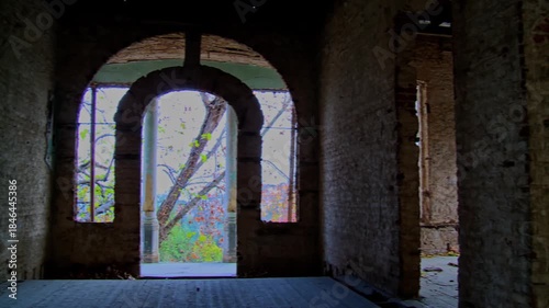 View from Inside an Abandoned Brick Building