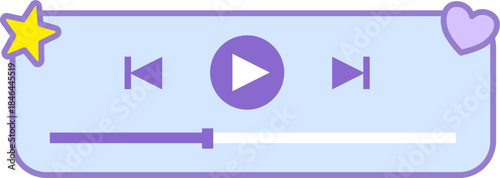 Social media video player template, mobile video player. Cute usei interface for music player with purple and pink color.