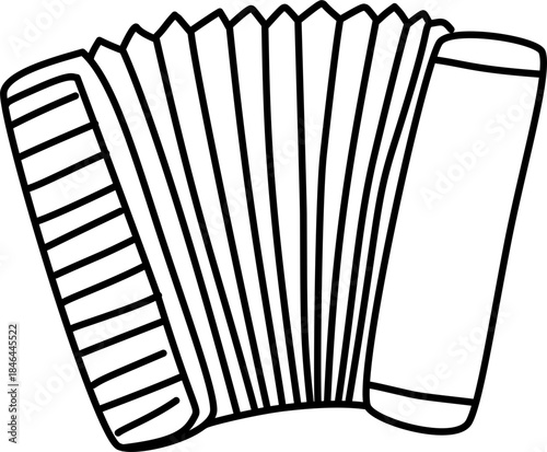 Accordion vector illustration, musical intrument. Doodle illustration of musical instruments.