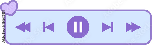 Social media video player template, mobile video player. Cute usei interface for music player with purple and pink color.
