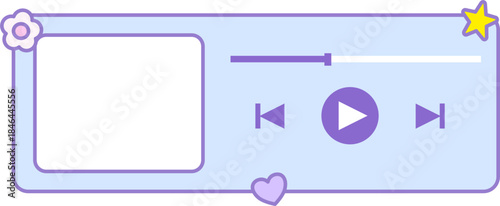 Social media video player template, mobile video player. Cute usei interface for music player with purple and pink color.