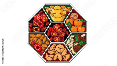 Traditional Chinese New Year Snack Box with Assorted Treats