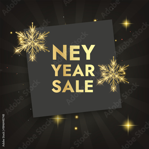 New Year Sale Banner with Golden Sparkles