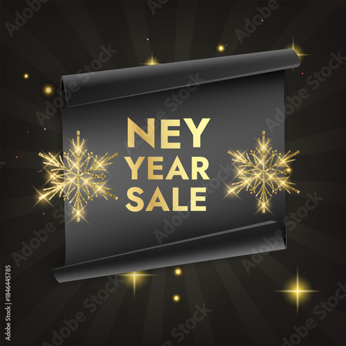 New Year Sale Banner with Golden Sparkles