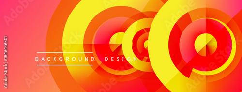 Abstract vibrant design features overlapping circles. Red, orange, yellow hues create dynamic visual effect. Text reads background design.