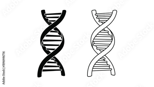 A visual representation of deoxyribonucleic acid double helix structure shown in black and white