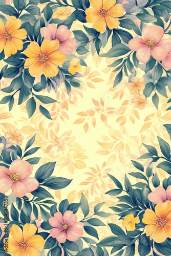 Vibrant Watercolor Floral Arrangement with Yellow and Pink Flowers, Ideal for Spring Celebrations