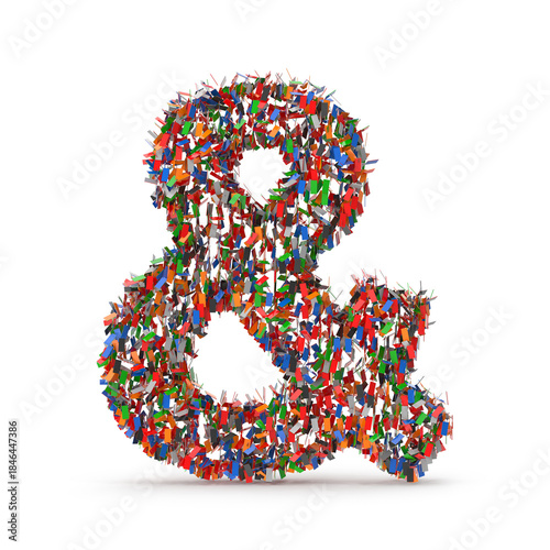 Vibrant 3D Ampersand Symbol Made by Confetti